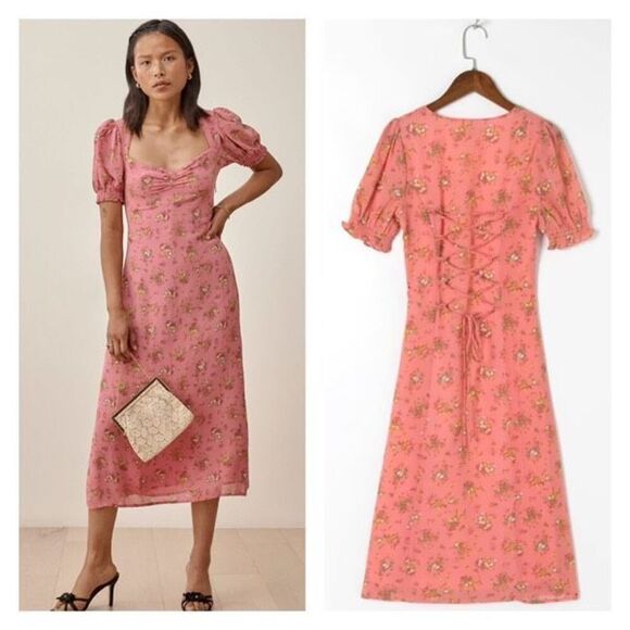 Reformation‎ Luciana Dress Rosato Floral CottageCore Midi Corset Dress Size 0